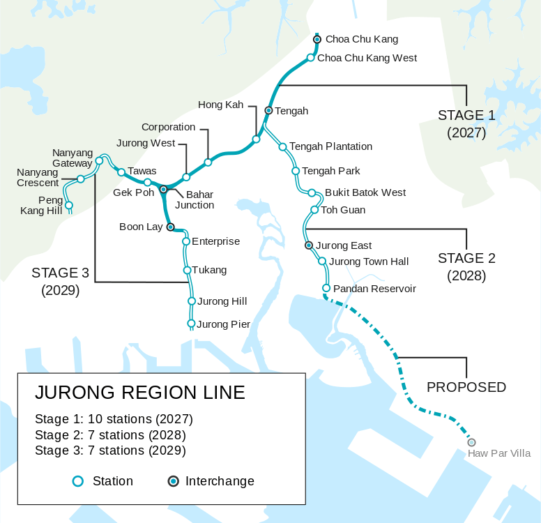 Jurong Region Line MRT Route Map JR